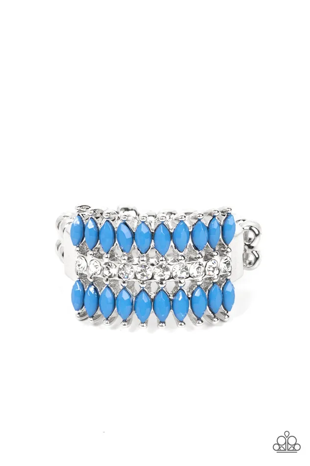 Cinematic Couture Blue Beads White Rhinestone Silver Ring Paparazzi Paparazzi Accessories Rings Cinematic Couture Blue Beads White Rhinestone Silver Ring Paparazzi Paparazzi Accessories Rings