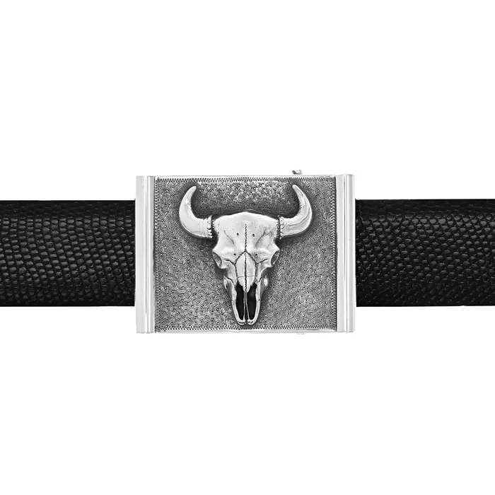 Clint Orms Engravers Silversmiths Rings Knox 1601 Bison Skull Sterling Trophy Buckle
