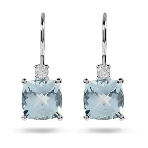 CUSHION AQUAMARINE AND DIAMOND DROP EARRINGS Penwarden Fine Jewellery Earrings CUSHION AQUAMARINE AND DIAMOND DROP EARRINGS Penwarden Fine Jewellery Earrings