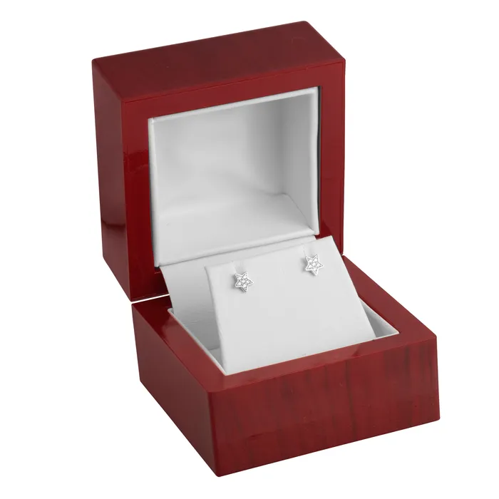 Earrings Noblepack CA Rosewood Look Single Earring Box with White Leatherette Interior Earrings Noblepack CA Rosewood Look Single Earring Box with White Leatherette Interior