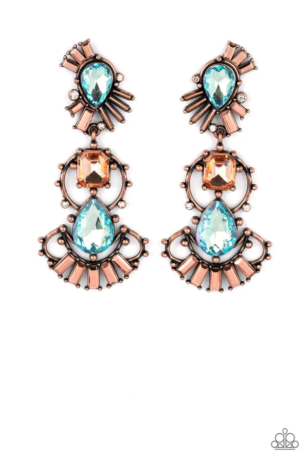 Earrings Paparazzi Accessories Ultra Universal Copper Blue Iridescent Gem Post Earrings Paparazzi Earrings Paparazzi Accessories Ultra Universal Copper Blue Iridescent Gem Post Earrings Paparazzi