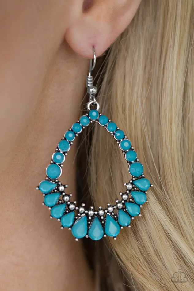 Earrings Paparazzi Crystal Waters Teardrop Blue Pair of Earrings Paparazzi Accessories