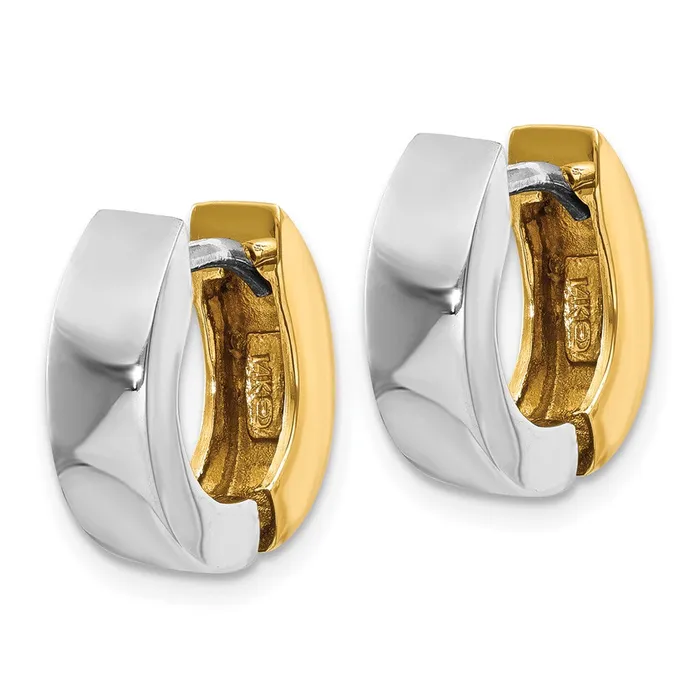 Earrings Qgold 14k Twotone 45 mm Polished Hinged Hoop Earrings 505 grams