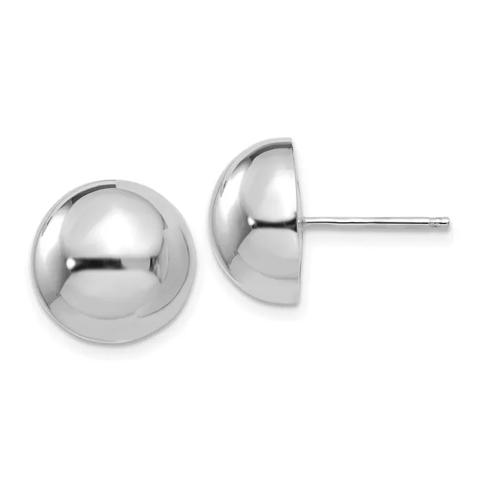 Earrings Qgold 14k White Gold 12 mm Half Ball Post Earrings 222 grams
