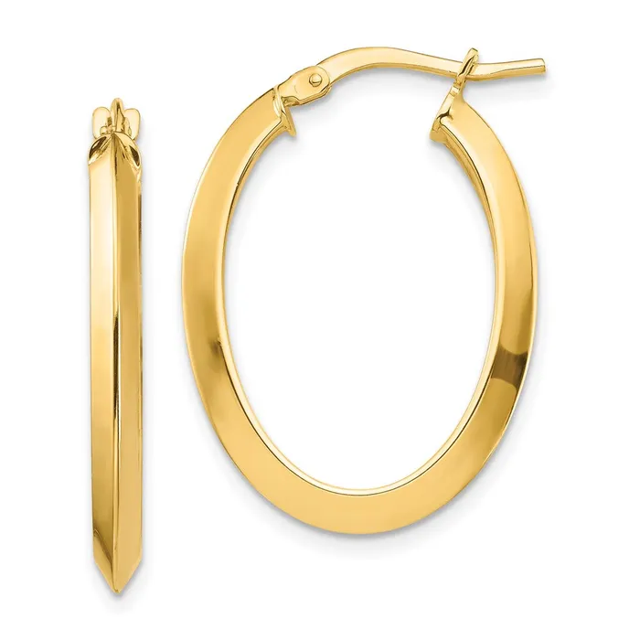 Earrings Qgold 14k Yellow Gold 1959 mm Knife Edge Oval Hoop Earrings 235 grams