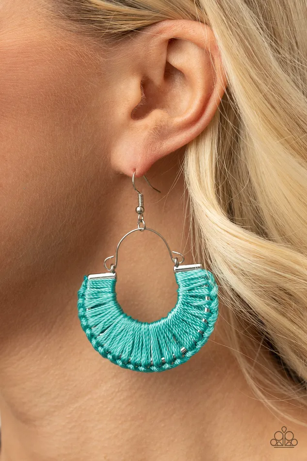 Earrings Threadbare Beauty Blue Thread Silver Earrings Paparazzi Paparazzi Accessories
