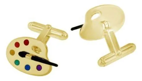 Enameled Painters Paint Palette and Brush Cufflinks in Sterling Silver with Yellow Gold Vermeil Antique Jewelry Mall Rings Enameled Painters Paint Palette and Brush Cufflinks in Sterling Silver with Yellow Gold Vermeil Antique Jewelry Mall Rings