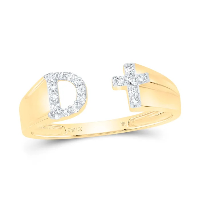 GND 110CtwNat Dia Nk Gift Initial D Ladies Cross Ring 139 grams Rings