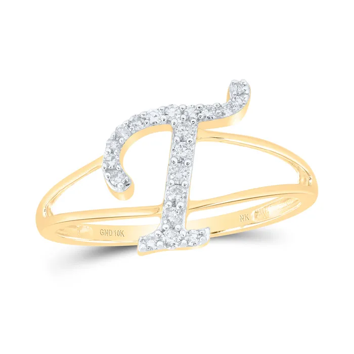 GND 16CtwNat Dia Nk Gift Initial T Ladies Ring 134 grams Rings