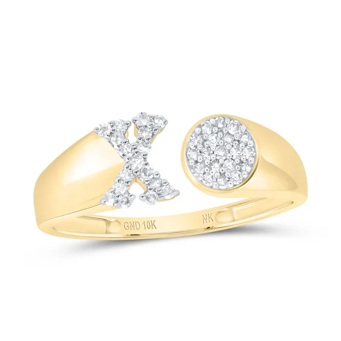 GND 18CtwNat Dia Nk Gift Initial X Round Ladies Ring 175 grams Rings