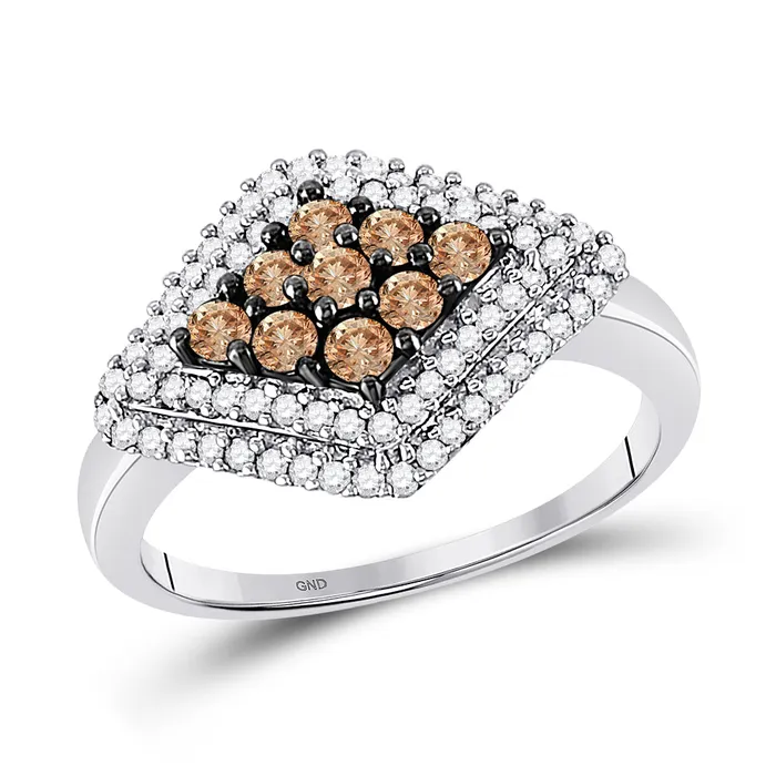 GND 10Kt White Gold 34CtDia Natural Brown Ring 256 grams Rings