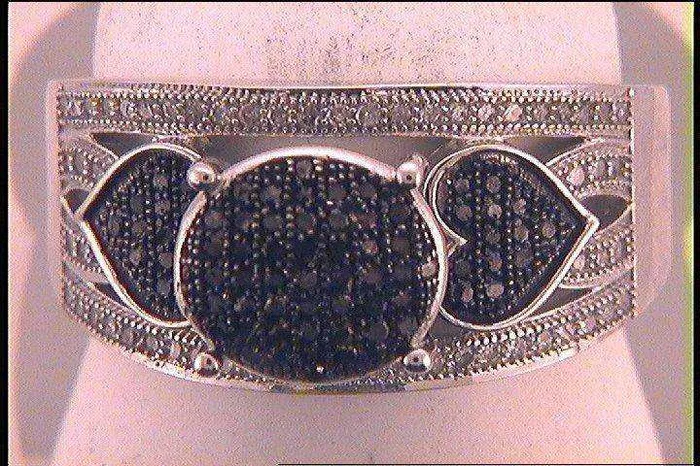 GND 10Kt White Gold 38CtwDia Fashion Black Ring 509 grams Rings