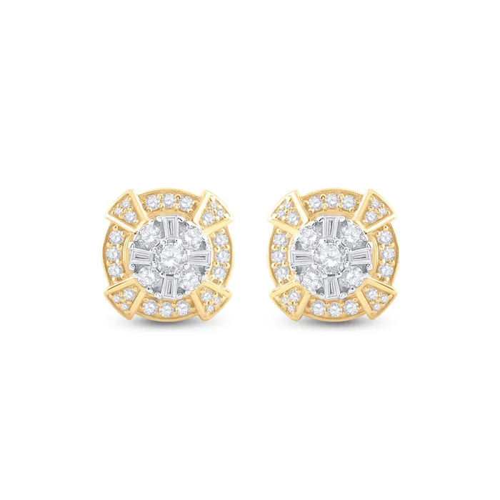 GND Earrings Gold Circle Cluster Earrings 34 Cttw Baguette Natural Diamond Mens 399 grams GND Earrings Gold Circle Cluster Earrings 34 Cttw Baguette Natural Diamond Mens 399 grams