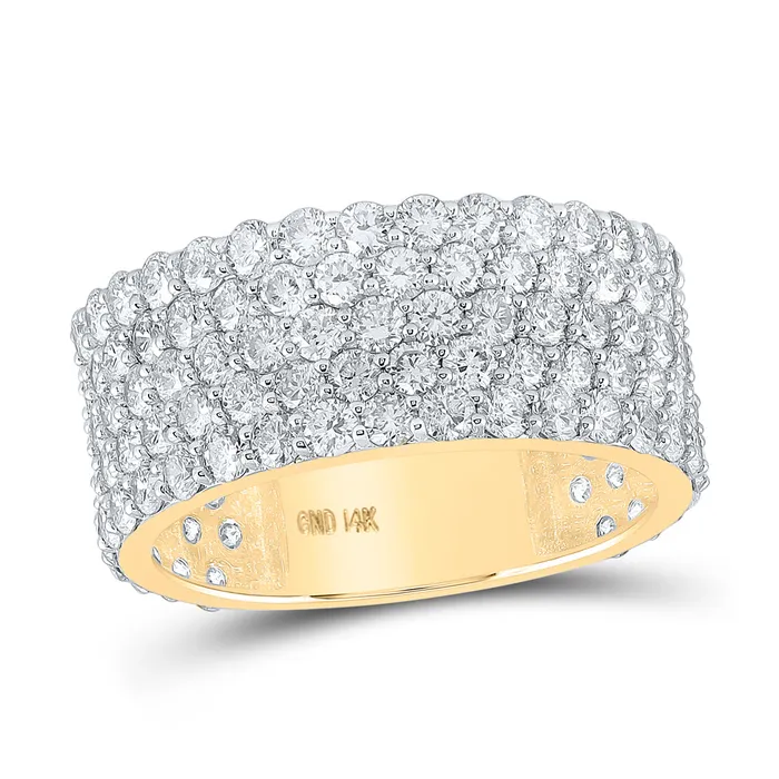 GND Gold 5Row Band Ring 538 Cttw Round Natural Diamond Mens 572 grams Rings GND Gold 5Row Band Ring 538 Cttw Round Natural Diamond Mens 572 grams Rings