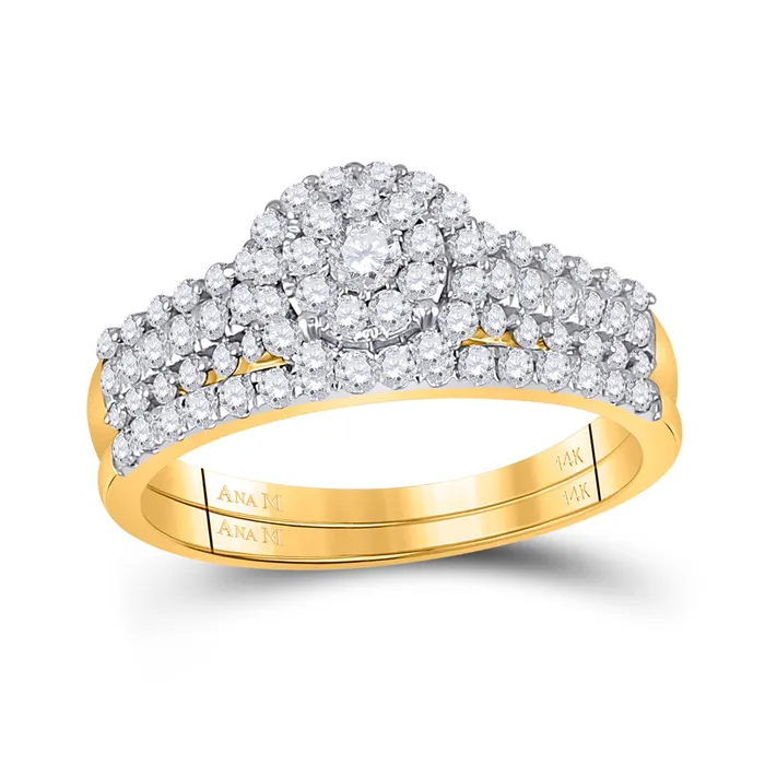 GND Gold Cluster Bridal Wedding Ring Band Set 34 Cttw Round Natural Diamond Womens 311 grams Rings GND Gold Cluster Bridal Wedding Ring Band Set 34 Cttw Round Natural Diamond Womens 311 grams Rings