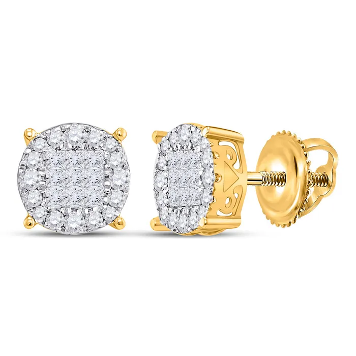 GND Gold Fashion Cluster Earrings 12 Cttw Princess Natural Diamond Womens 182 grams Earrings GND Gold Fashion Cluster Earrings 12 Cttw Princess Natural Diamond Womens 182 grams Earrings