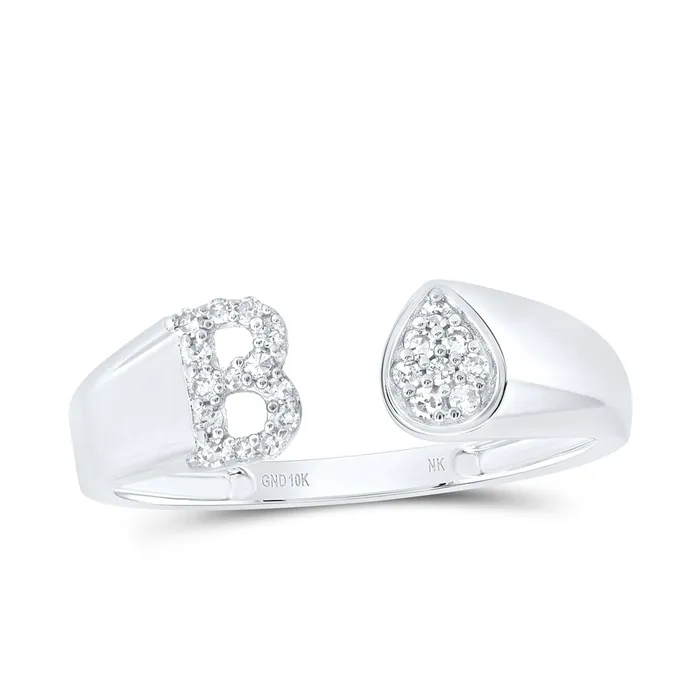 GND Rings 110CtwNat Dia Nk Gift Initial B Pear Ladies Ring 158 grams