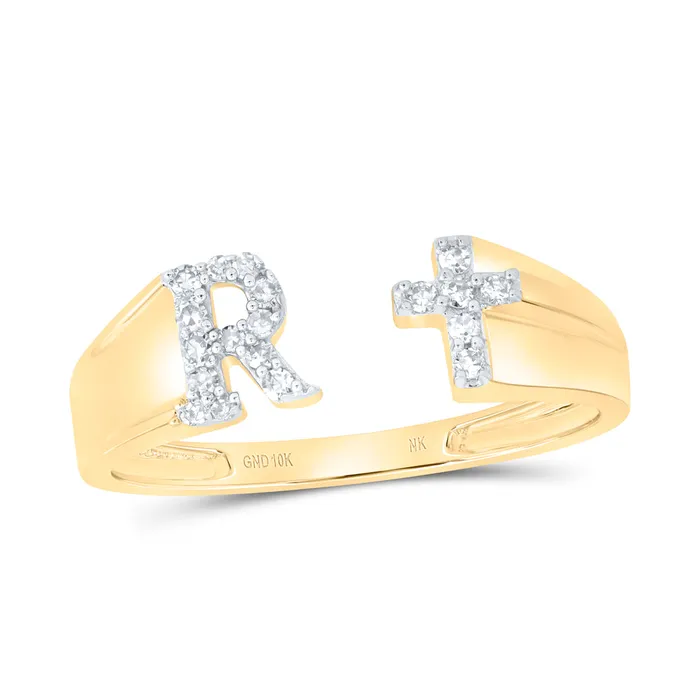 GND Rings 110CtwNat Dia Nk Gift Initial R Ladies Cross Ring 147 grams