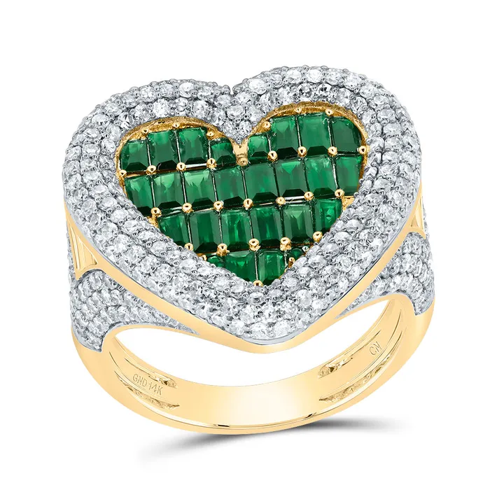 GND Rings 1 58CtwNat Dia Cn 001CtwRdEm 1 38CtwBagEm Nat Gem Heart Ring 666 grams