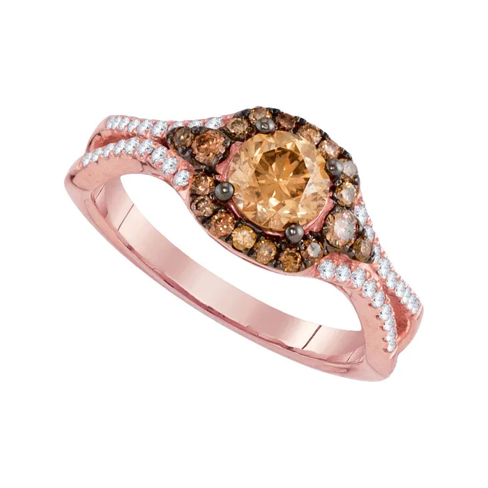 GND Rings 14Kt Rose Gold 1 CtwDia Natural Brown Ring 358 grams