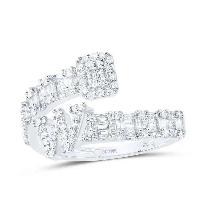 GND Rings 58CtwNat Dia Nk Fashion Initial W Ladies Cuff Ring 215 grams
