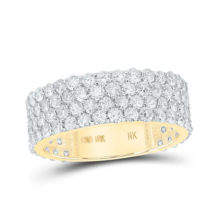 GND Rings Gold 4Row Band Ring 414 Cttw Round Natural Diamond Mens 424 grams GND Rings Gold 4Row Band Ring 414 Cttw Round Natural Diamond Mens 424 grams