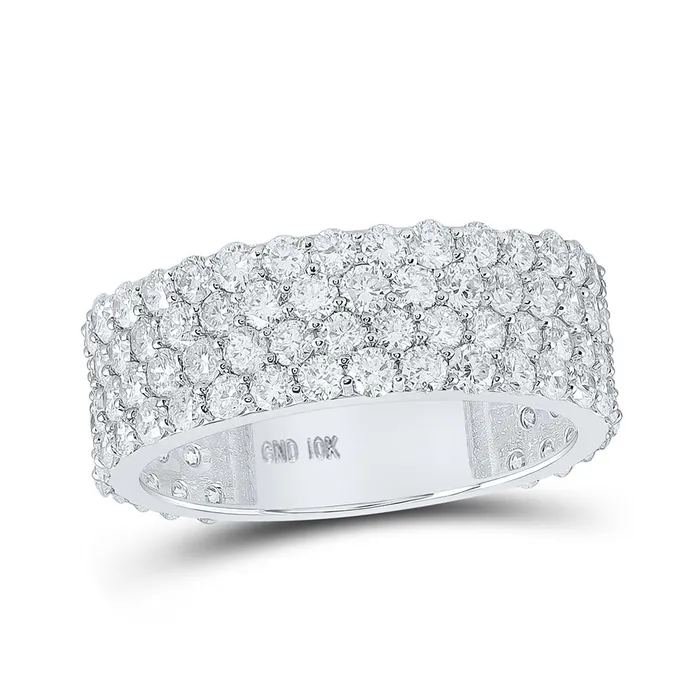 GND Rings Gold 4Row Band Ring 414 Cttw Round Natural Diamond Mens 424 grams GND Rings Gold 4Row Band Ring 414 Cttw Round Natural Diamond Mens 424 grams