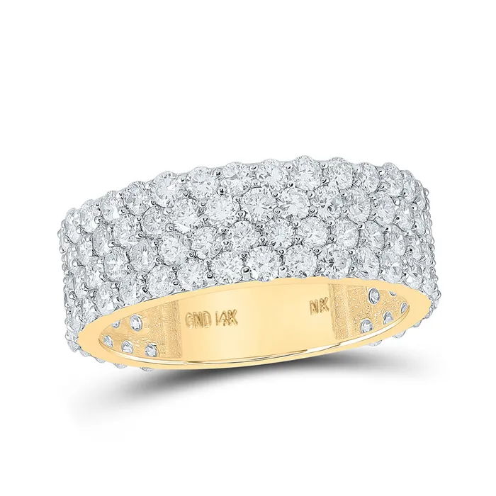 GND Rings Gold 4Row Band Ring 414 Cttw Round Natural Diamond Mens 424 grams GND Rings Gold 4Row Band Ring 414 Cttw Round Natural Diamond Mens 424 grams