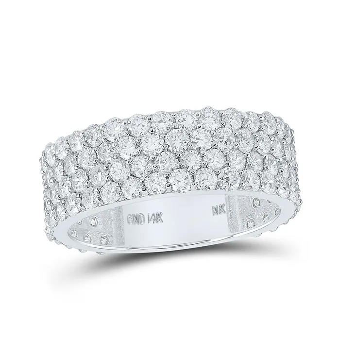 GND Rings Gold 4Row Band Ring 414 Cttw Round Natural Diamond Mens 424 grams GND Rings Gold 4Row Band Ring 414 Cttw Round Natural Diamond Mens 424 grams