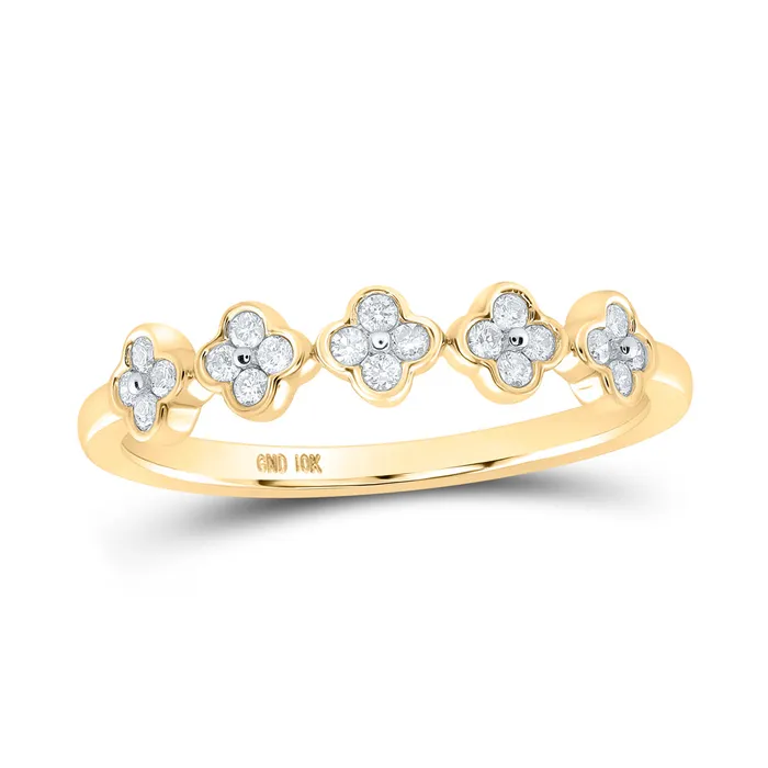 GND Rings Gold Clover Stackable Band Ring 16 Cttw Round Natural Diamond Womens 155 grams GND Rings Gold Clover Stackable Band Ring 16 Cttw Round Natural Diamond Womens 155 grams
