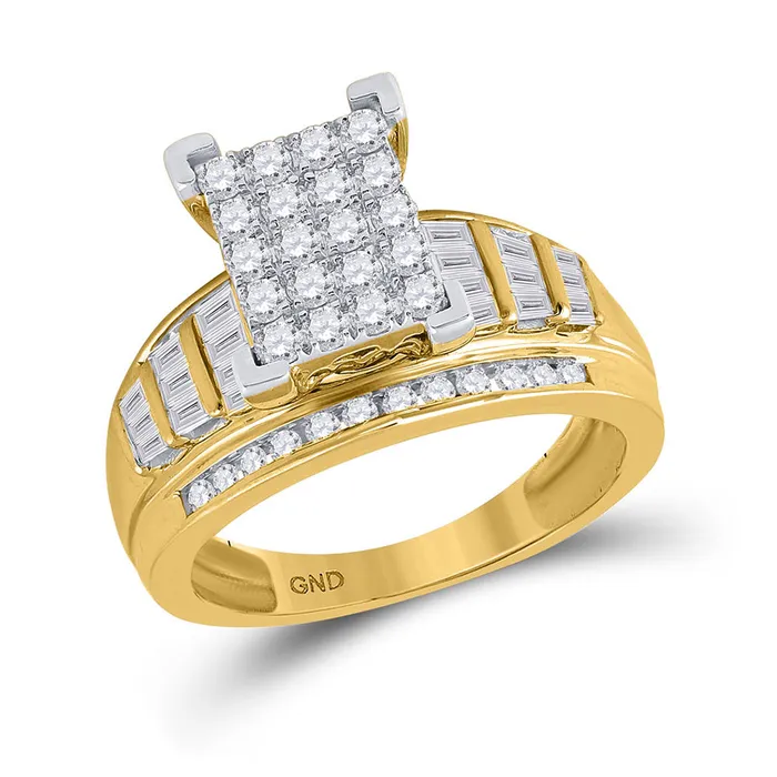 GND Rings Gold Cluster Bridal Wedding Engagement Ring 1 Cttw Round Natural Diamond Womens 61 grams GND Rings Gold Cluster Bridal Wedding Engagement Ring 1 Cttw Round Natural Diamond Womens 61 grams