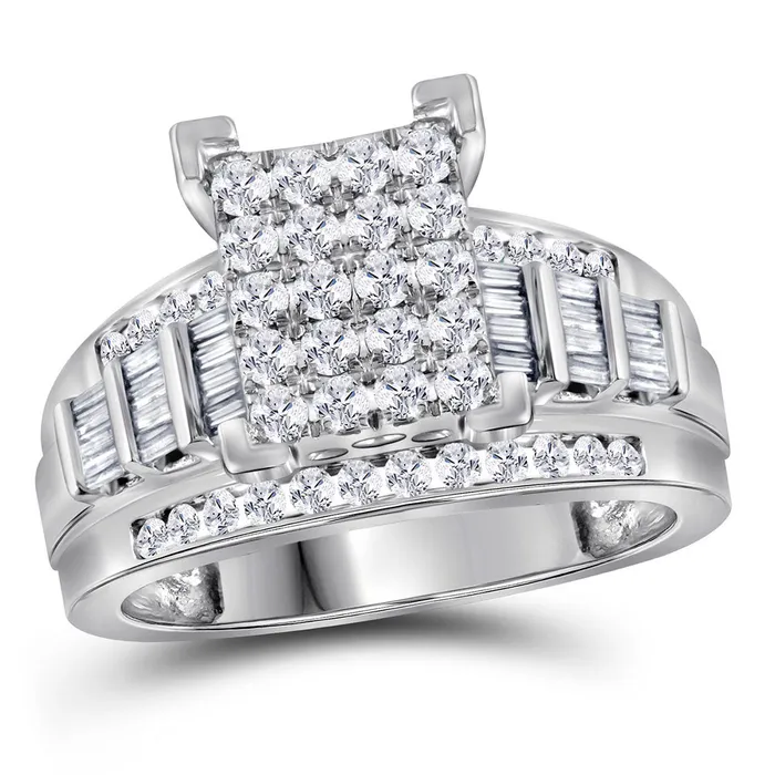GND Rings Gold Cluster Bridal Wedding Engagement Ring 1 Cttw Round Natural Diamond Womens 61 grams