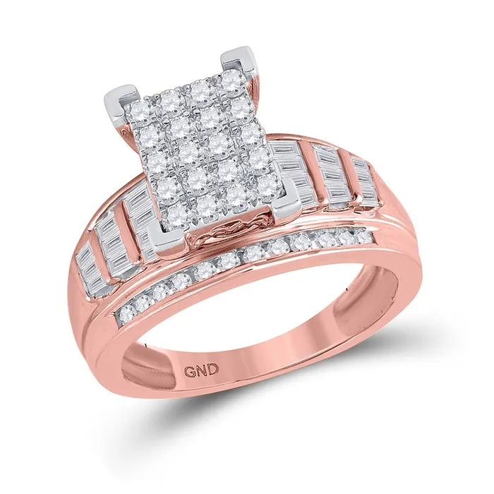 GND Rings Gold Cluster Bridal Wedding Engagement Ring 1 Cttw Round Natural Diamond Womens 61 grams