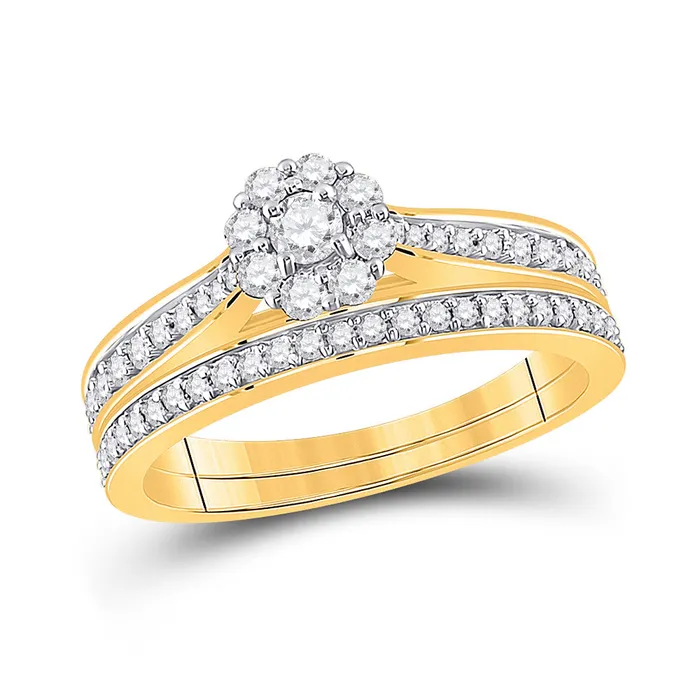 GND Rings Gold Halo Bridal Wedding Ring Band Set 12 Cttw Round Natural Diamond Womens 326 grams GND Rings Gold Halo Bridal Wedding Ring Band Set 12 Cttw Round Natural Diamond Womens 326 grams