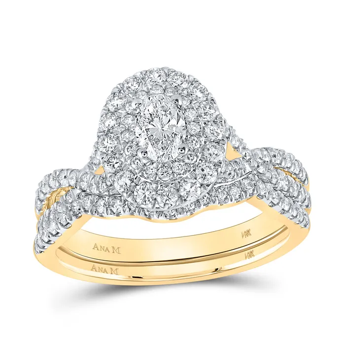 GND Rings Gold Halo Bridal Wedding Ring Band Set 1 Cttw Oval Natural Diamond Womens 493 grams GND Rings Gold Halo Bridal Wedding Ring Band Set 1 Cttw Oval Natural Diamond Womens 493 grams