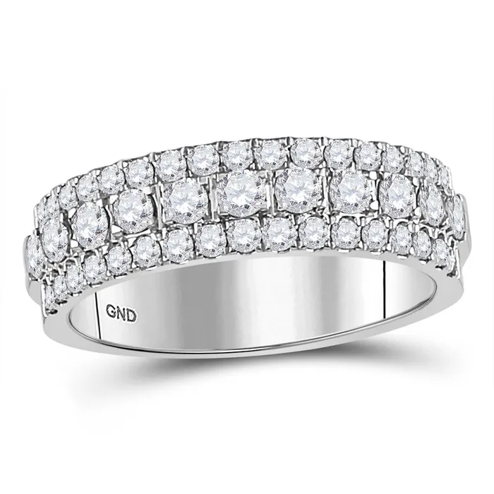 GND Rings Gold Triple Row Comfort Band Wedding Band 1 Cttw Round Natural Diamond Womens GND Rings Gold Triple Row Comfort Band Wedding Band 1 Cttw Round Natural Diamond Womens