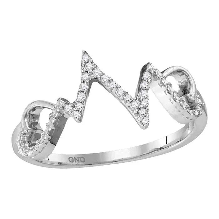 GND Rings Sterling Silver Heartbeat Ring 110 Cttw Round Natural Diamond Womens 183 grams GND Rings Sterling Silver Heartbeat Ring 110 Cttw Round Natural Diamond Womens 183 grams