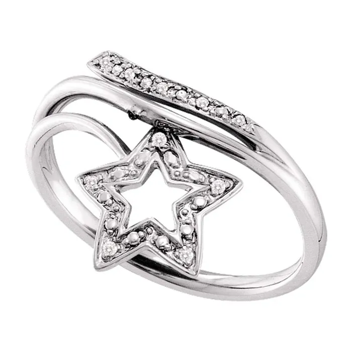 Gold Bypass Band Star Ring 03 Cttw Round Natural Diamond Womens 222 grams GND Rings Gold Bypass Band Star Ring 03 Cttw Round Natural Diamond Womens 222 grams GND Rings