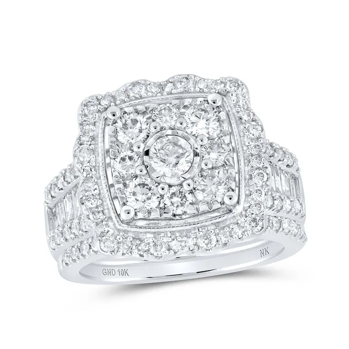 Gold Cluster Cluster Bridal Wedding Ring Band Set 2 Cttw Round Natural Diamond Womens 109 grams GND Rings Gold Cluster Cluster Bridal Wedding Ring Band Set 2 Cttw Round Natural Diamond Womens 109 grams GND Rings