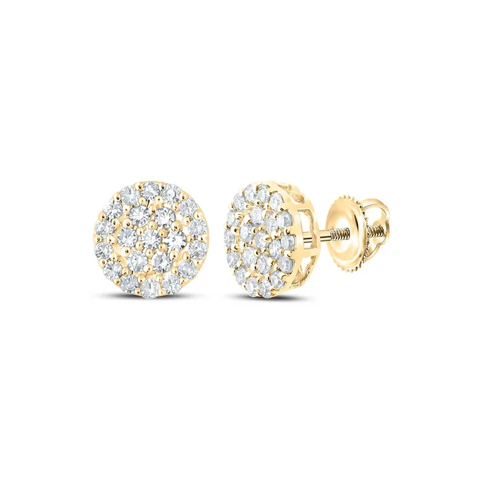 Gold Cluster Earrings 14 Cttw Round Natural Diamond Mens 103 grams GND Earrings Gold Cluster Earrings 14 Cttw Round Natural Diamond Mens 103 grams GND Earrings