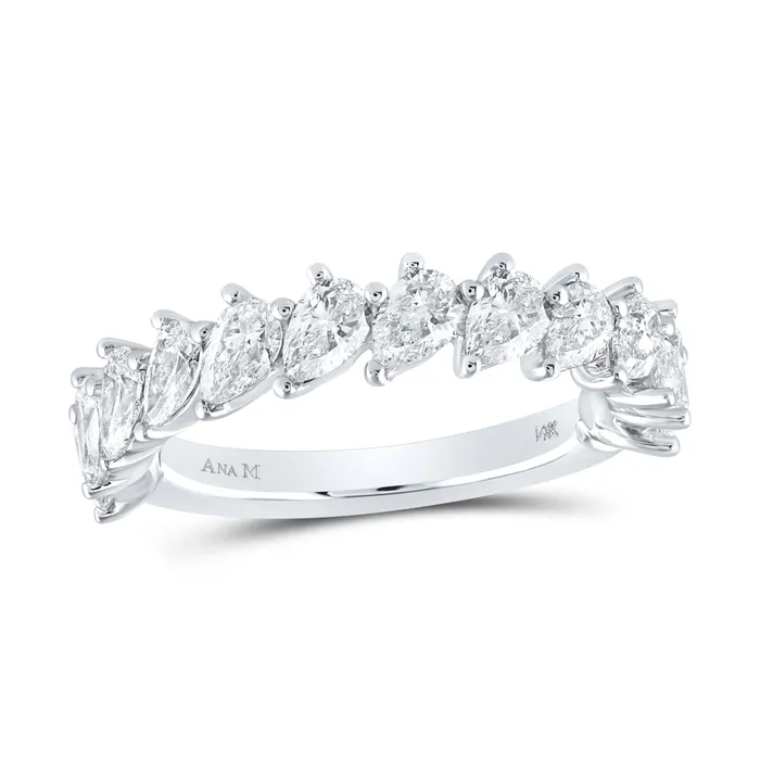 Gold Single Row Band Ring 178 Cttw Pear Natural Diamond Womens 392 grams GND Rings Gold Single Row Band Ring 178 Cttw Pear Natural Diamond Womens 392 grams GND Rings