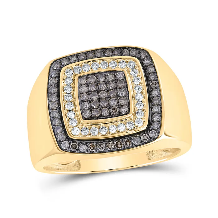 Gold Square Ring 34 Cttw Round Brown Diamond Mens 884 grams GND Rings Gold Square Ring 34 Cttw Round Brown Diamond Mens 884 grams GND Rings