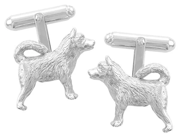 Husky Dog Cufflinks in Sterling Silver Antique Jewelry Mall Rings
