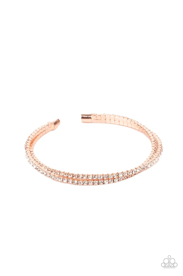 Iridescently Intertwined Copper Shiny Rhinestone Dainty Cuff Bracelet Paparazzi Paparazzi Accessories Bracelets Iridescently Intertwined Copper Shiny Rhinestone Dainty Cuff Bracelet Paparazzi Paparazzi Accessories Bracelets