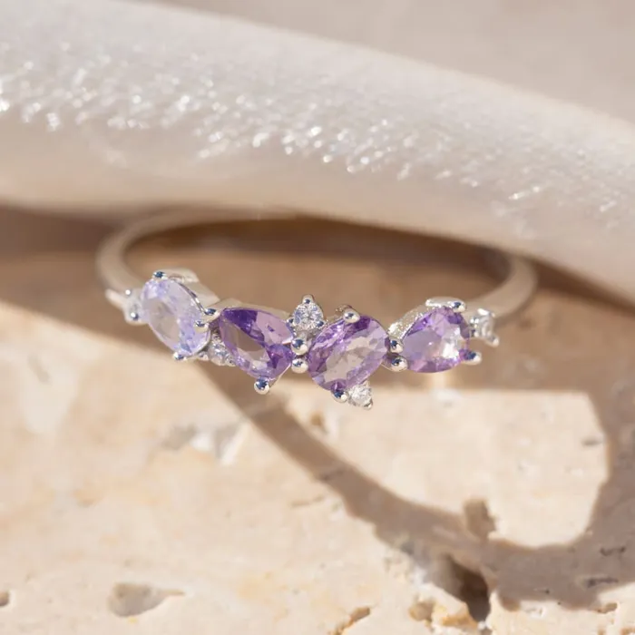 JSL Rings The Legacy Amethyst Cluster Ombre Band