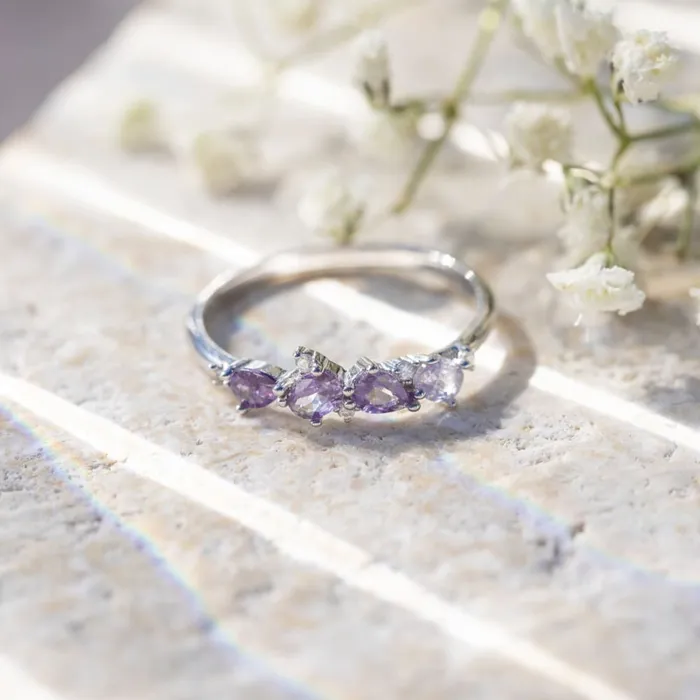 JSL Rings The Legacy Amethyst Cluster Ombre Band