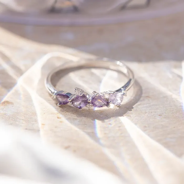 JSL Rings The Legacy Amethyst Cluster Ombre Band