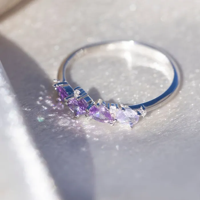 JSL Rings The Legacy Amethyst Cluster Ombre Band