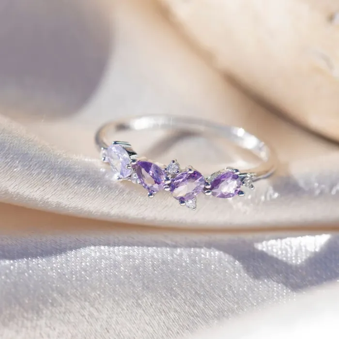 JSL Rings The Legacy Amethyst Cluster Ombre Band