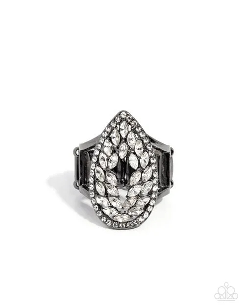 Lasting Luminescence Black Gunmetal White Rhinestone Ring Paparazzi Paparazzi Accessories Rings Lasting Luminescence Black Gunmetal White Rhinestone Ring Paparazzi Paparazzi Accessories Rings